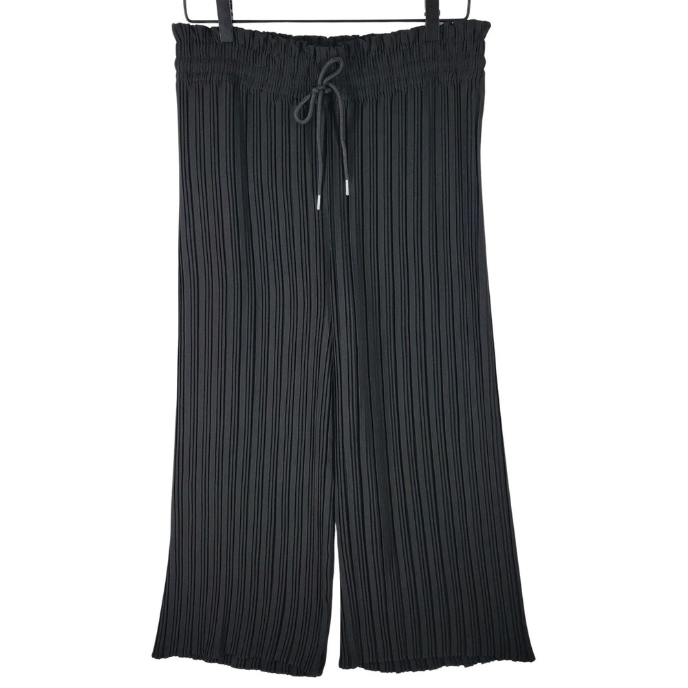 Rachel Zoe Black Pleated Palazzo Pants Womens M Pull On Wide Leg Chic Minimalist